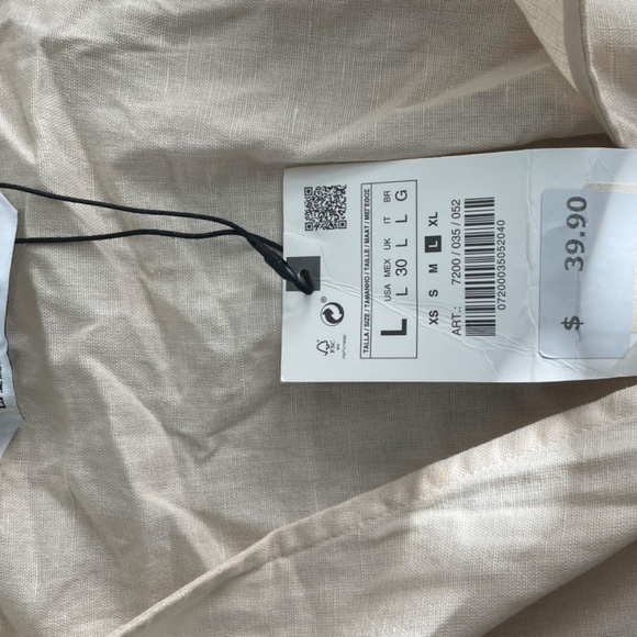 Zara Linen Blouse Shirt NWT - Picture 6 of 6